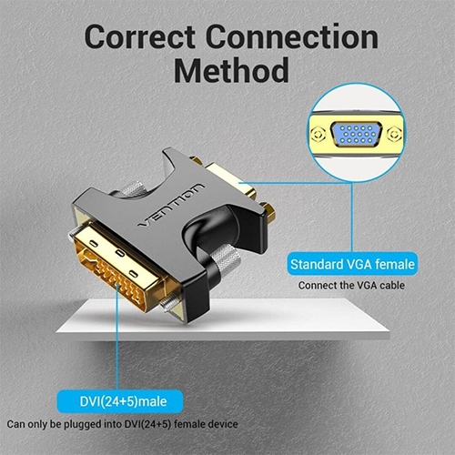 გადამყვანი - DVI To VGA Female Adapter Black Vention