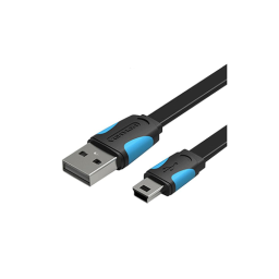 გადამყვანი კაბელი - Flat USB 2.0 A Male To Mini 5 Pin Male Cable 1m Black Vention