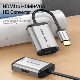 Multi ადაპტერი - HDMI To HDMI+VGA Converter 0.15M Gray Metal Type Vention