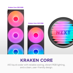 პროცესორის წყლის გაგრილება - NZXT Kraken Core 360 mm ARGB Black
