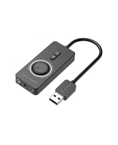 USB ხმის ბარათი - Sound Card With Volume Control Vention 0.15M Black ABS Type