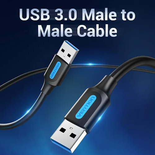 USB კაბელი - Vention USB 3.0 A Male To A Male Cable 2m Black PVC Type