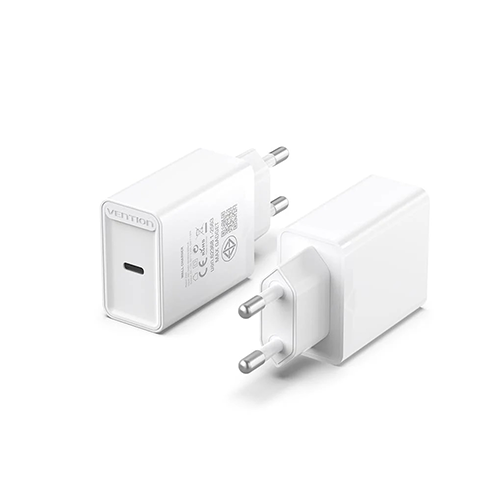 მობილურის დამტენი - Vention 1-Port Type-C Wall Charger (20W) EU-Plug White