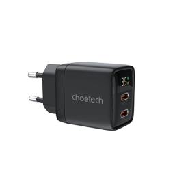 მობილურის დამტენი - Choetech PD6051 35W Gan Display Wall Charger Black