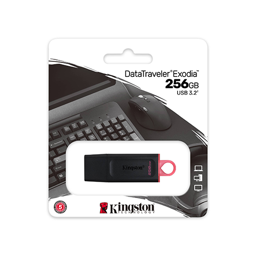 ფლეშ მეხსიერება - Kingston DataTraveler Exodia 256 GB USB 3.2 Black-Red