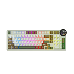 უკაბელო ტენვადი მექანიკური კლავიატურა - Royal Kludge RK N99 Cream Switch Palm Green Rechargable WL BT