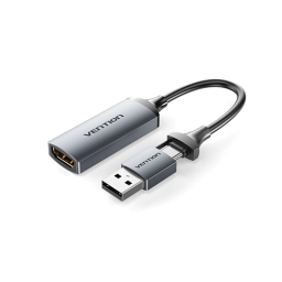 გადამყვანი - Type-C / USB To HDMI 1080P @ 60Hz Vention Grey 0.1მ