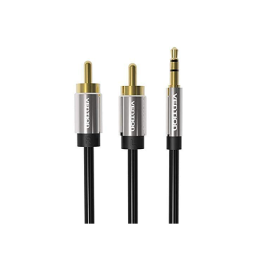 Aux კაბელი - Vention 3.5mm Aux To 2xRCA Black Metal Type 0.5მ