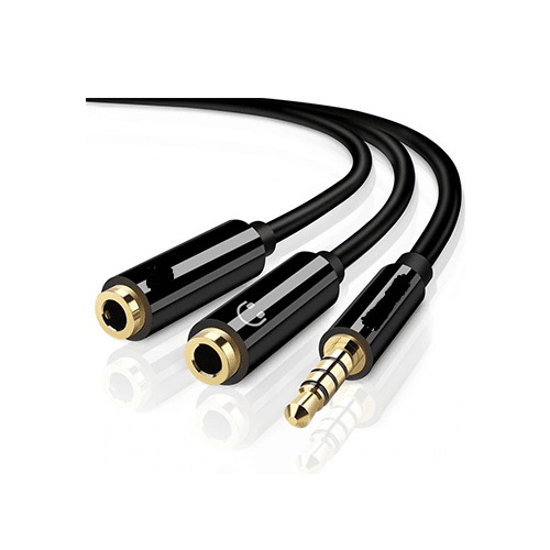 Aux გადამყვანი 1x2 - 3.5mm Male To 2x3.5mm Female Stereo Splitter Cable 0.3m KY-190
