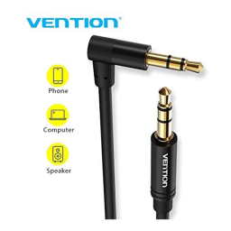 Aux კაბელი - Vention 3.5 mm Male To 90° Male Audio Cable Black Metal Type 1.5m