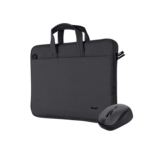 კომბო - ნოუთბუქის ჩანთა + უკაბელო მაუსი - Trust Bologna Bag And Mouse Black