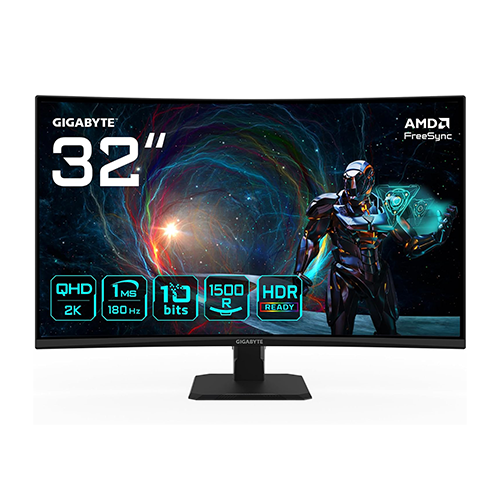 რკალური მონიტორი - Gigabyte GS32QCA - 31.5 Inch / 2K / VA / 180 Hz / 1 Ms