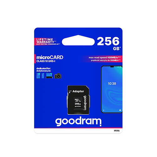 მეხსიერება - Micro SD Card Goodram 256 GB + Adapter