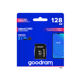 მეხსიერება - Micro SD Card Goodram 128 GB + Adapter