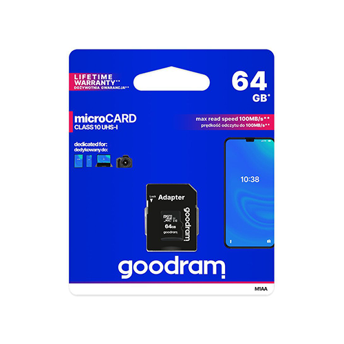 მეხსიერება - Micro SD Card Goodram 64 GB + Adapter