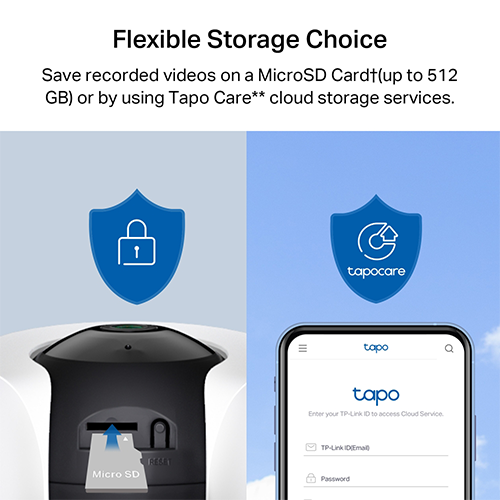 შიდა ვიდეო სათვალთვალო კამერა - Tapo C225 TP-Link Pan/Tilt AI Home Security Wi-Fi Camera Locally Stores Up To 512 GB On A MicroSD Card