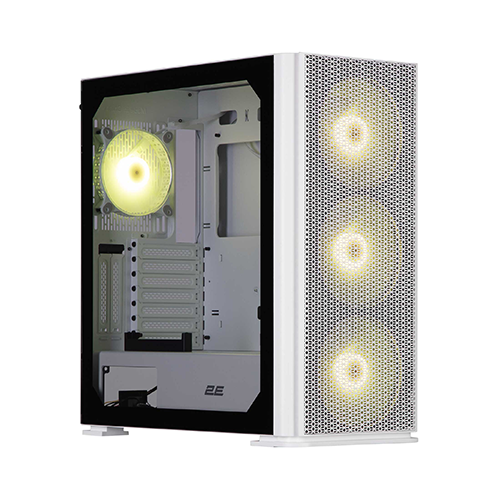 ქეისი + პულტი - 2E Gaming Vertex GI01W White - 3x140 Fan ARGB + 1x120 Fan ARGB