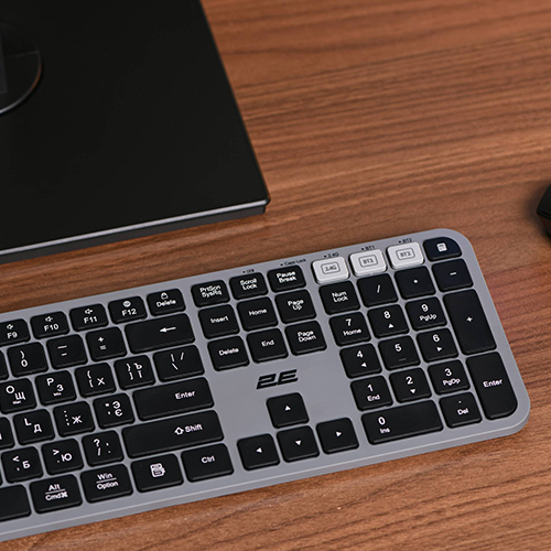 უკაბელო კლავიატურა - 2E KS240 Grey WL BT