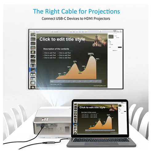 გადამყვანი - Choetech HUB-H10 4K @ 60 Hz Type-C To HDMI Metal Housing