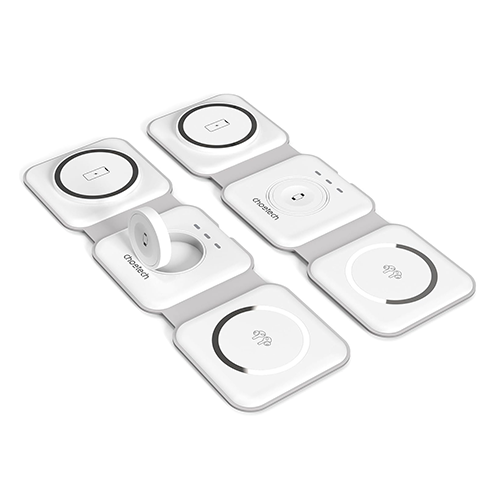 Multi Wireless Charger - Choetech T588 3 in1 Foldable Magnetic Wireless Charger White