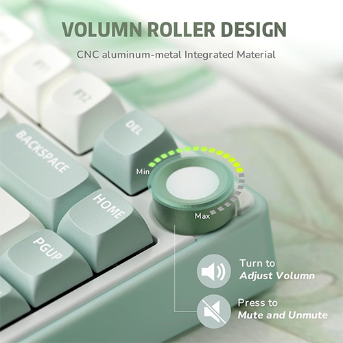 მექანიკური კლავიატურა - Royal Kludge RK R75 K Silver Switch Sky Cyan