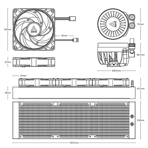 პროცესორის წყლის გაგრილება - Arctic Liquid Freezer III 420 mm ARGB White