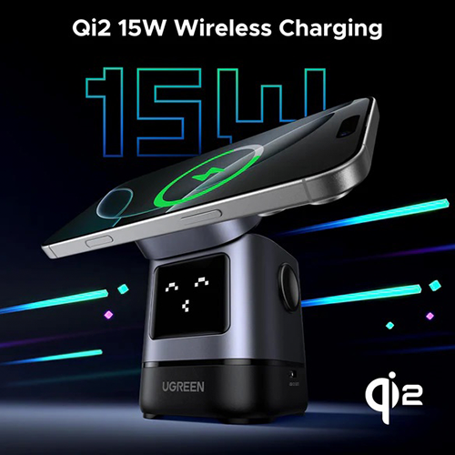 მულტი უკაბელო დამტენი - Ugreen W709 Uno 15W Fast Wireless Charging Pad Black-Grey