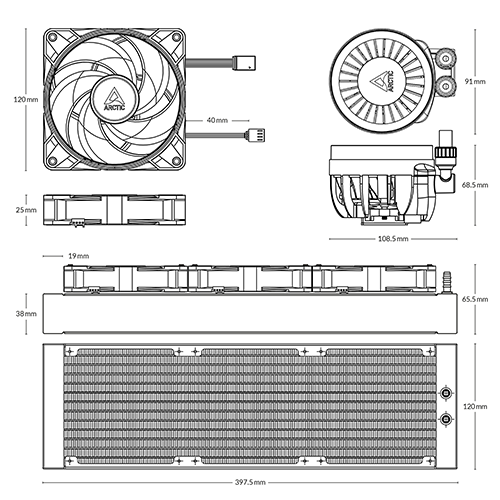 პროცესორის წყლის გაგრილება - Arctic Liquid Freezer III 360 mm ARGB White