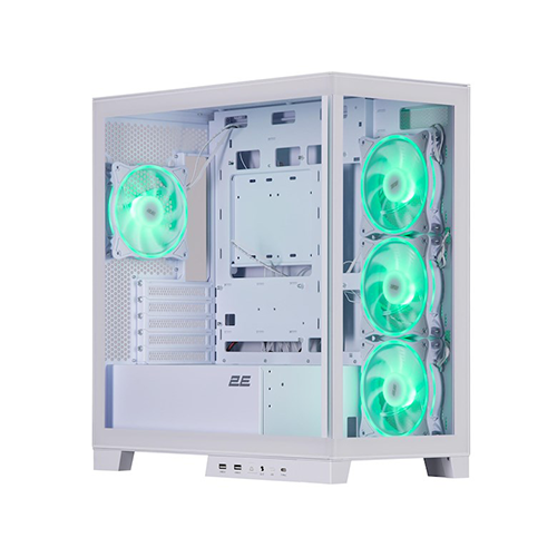 ქეისი + პულტი - 2E Gaming Fantom GK701W White - 4x120 Fan ARGB