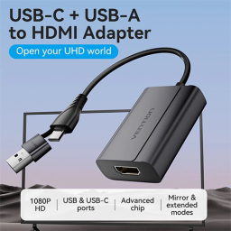 გადამყვანი - Type-C / USB To HDMI 1090P @ 60 Hz Vention Grey 0.15მ