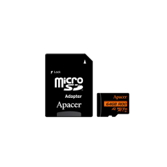 მეხსიერება - Micro SD Card Apacer V30 64 GB + Adapter