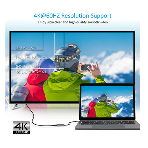 გადამყვანი - Choetech HUB-H10 4K @ 60 Hz Type-C To HDMI Metal Housing