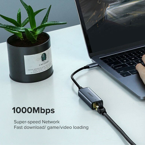 Type-C ქსელის ბარათი - Lan Card Ugreen CM199 1000 Mb Grey