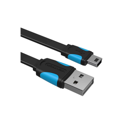 გადამყვანი კაბელი - Flat USB 2.0 A Male To Mini 5 Pin Male Cable 1m Black Vention