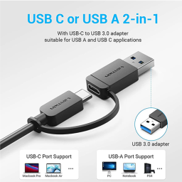 Type-C/USB Hub 4 Port - Vention 3.0 ABS Type 0.15მ