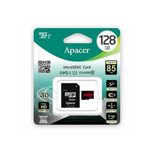 მეხსიერება - Micro SD Card Apacer 128 GB + Adapter
