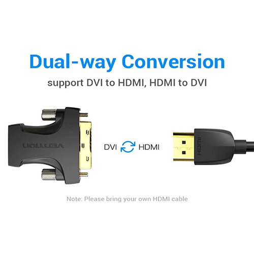 გადამყვანი - HDMI Female To DVI-D (24+1) Male Adapter Black Vention