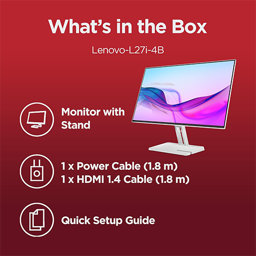 მონიტორი - Lenovo  L27i-4B - 27 Inch / FHD / IPS / 100 Hz / 4 Ms