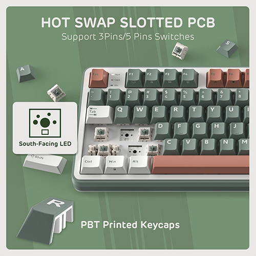 უკაბელო ტენვადი მექანიკური კლავიატურა - Royal Kludge RK S98 Chartreuse Switch Camping WL BT