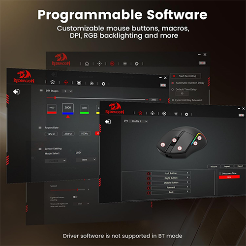 უკაბელო მაუსი - Redragon M816 RGB Deicide Black WL