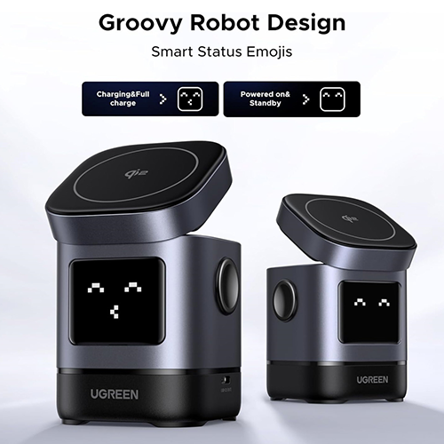 მულტი უკაბელო დამტენი - Ugreen W709 Uno 15W Fast Wireless Charging Pad Black-Grey