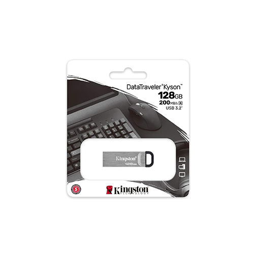 ფლეშ მეხსიერება - Kingston DataTraveler Kyson 128 GB USB 3.2 Silver