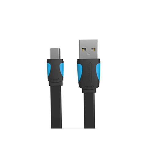 გადამყვანი კაბელი - Flat USB 2.0 A Male To Mini 5 Pin Male Cable 0.5m Black Vention