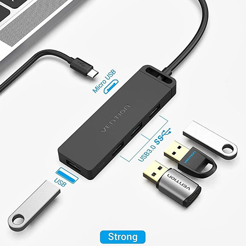 Type-C USB Hub 4 Port - Vention 3.0 ABS Type 0.5მ