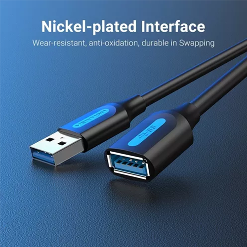 USB დამაგრძელებელი - Vention USB 3.0 A Male To A Female Extension Cable Black PVC Type 2m