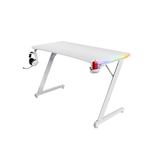 კომპიუტერის მაგიდა - Trust GXT 709W Luminus RGB Desk White