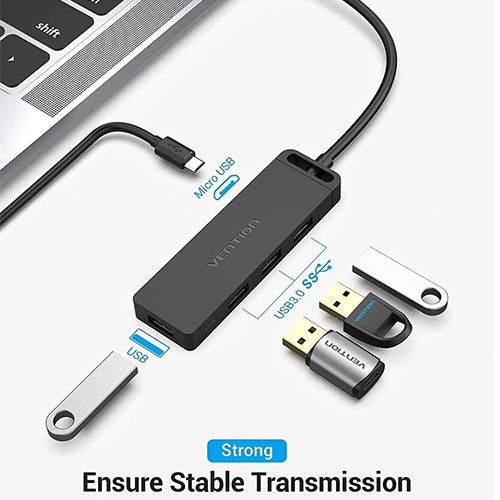 Type-C USB Hub 4 Port - Vention 3.0 ABS Type 0.15მ