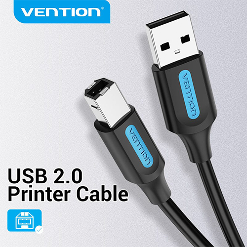 პრინტერის კაბელი - Vention USB 2.0 A Male To B Male Cable 5მ Black PVC Type