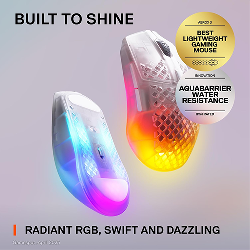 უკაბელო ტენვადი Bluetooth მაუსი - SteelSeries Aerox 3 RGB Ghost Rechargeable WL BT