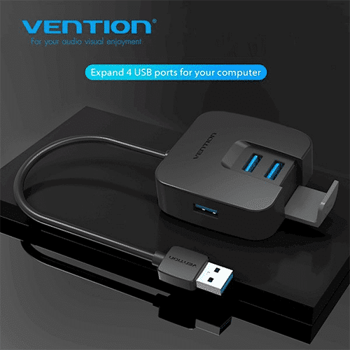 USB Hub 4 Port - Vention USB 3.0 Hub 0.5მ Black